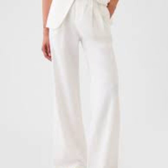 Gap White Size 14 High Rise Linen-Cotton Trousers - Picture 2 of 5